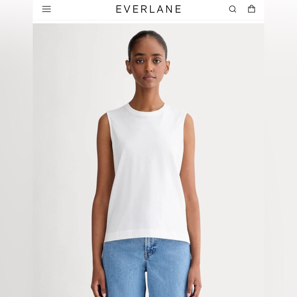 Everlane Women's The Mariner tank with side slits Medium. 100% cotton